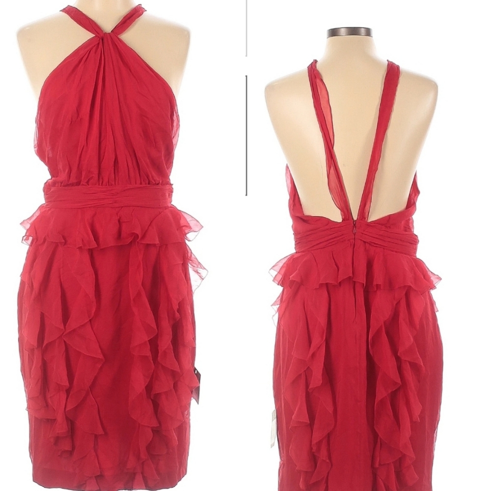 NWT Jason Wu collection red backless ruffle dress